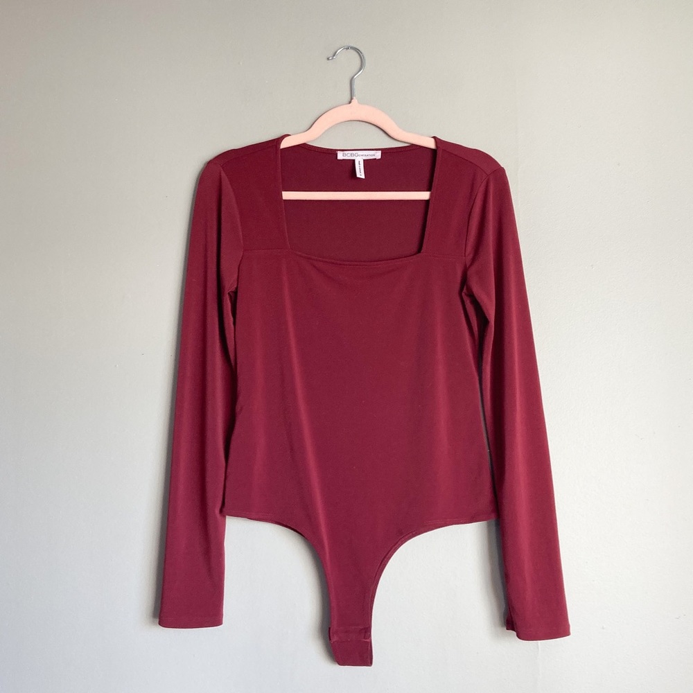 Bcbgeneration Maroon Square Neck Bodysuit - image 1